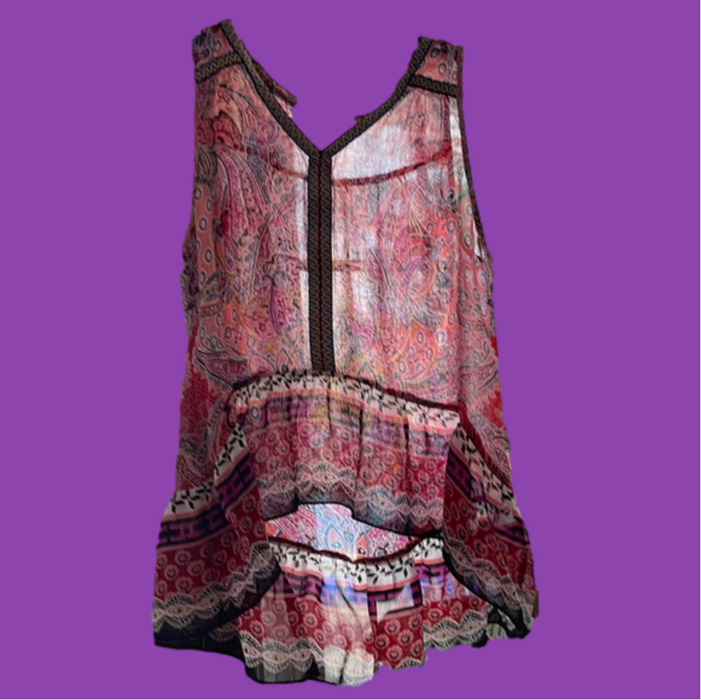 Colorful Patrons of Peace sheer top M
